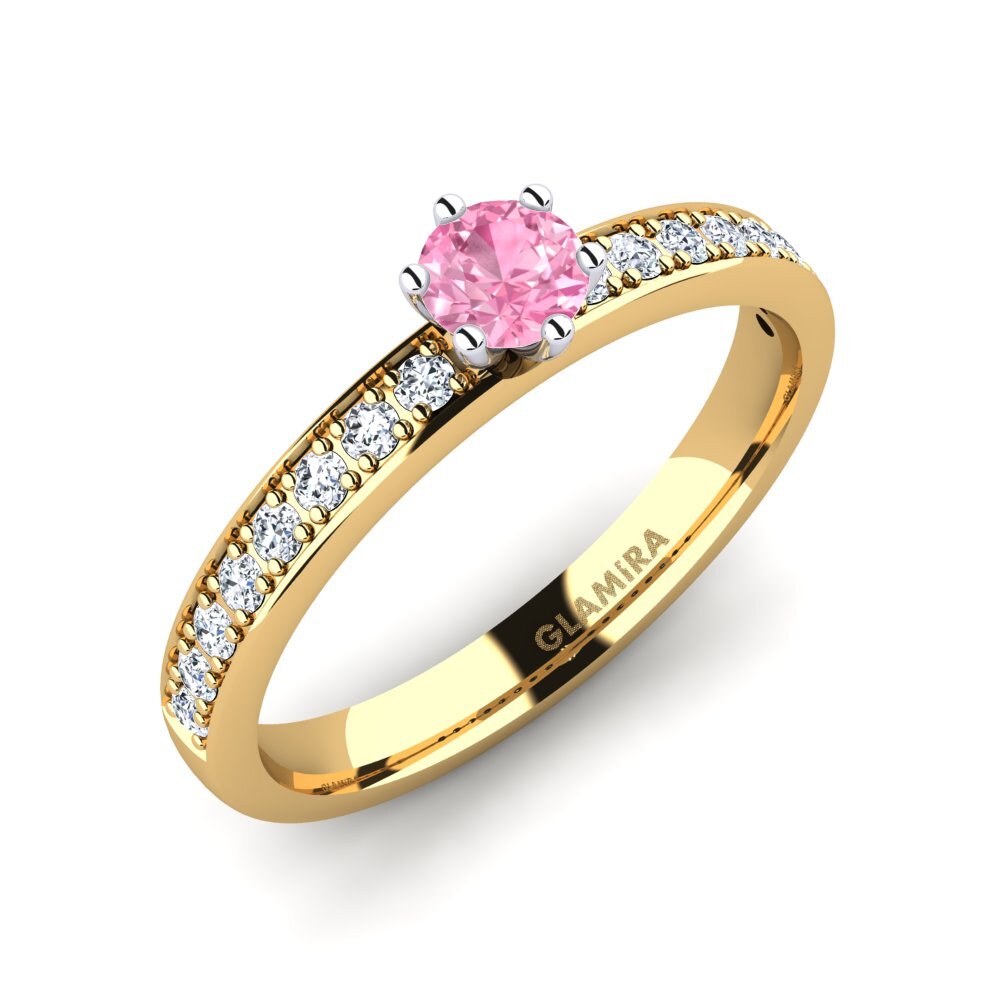 14ct Yellow / White Gold Pink Sapphire Engagement Ring Ageall