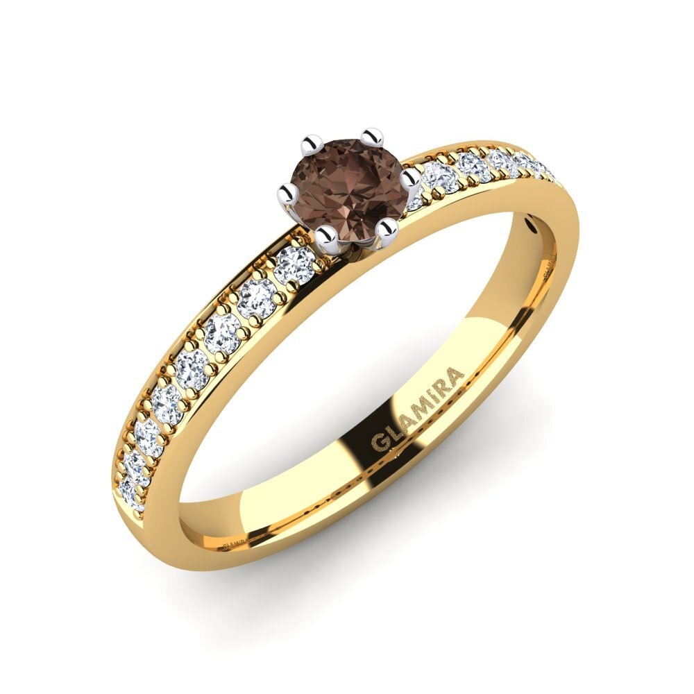 14ct Yellow & White Gold Smoky Quartz Engagement Ring Ageall