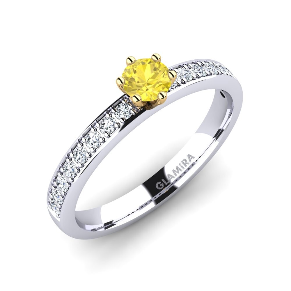14ct White / Yellow Gold Yellow Sapphire Engagement Ring Ageall