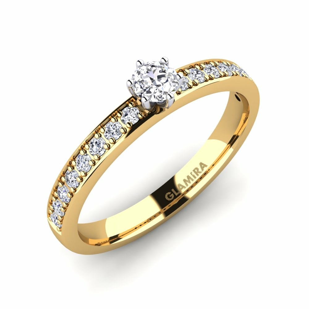 9k Yellow & White Gold Engagement Ring Ageall 0.16 crt