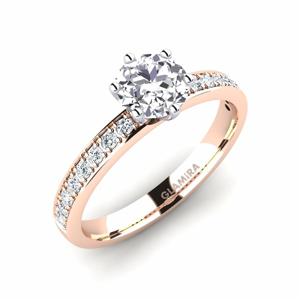 18k Rose & White Gold Engagement Ring Ageall 0.8 crt