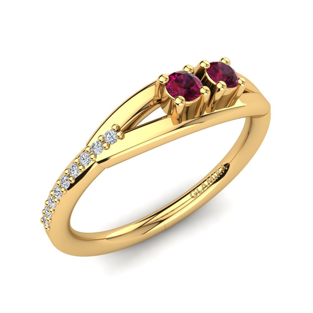 Or Jaune 9k Grenat de Rhodolite Bague Aleydis