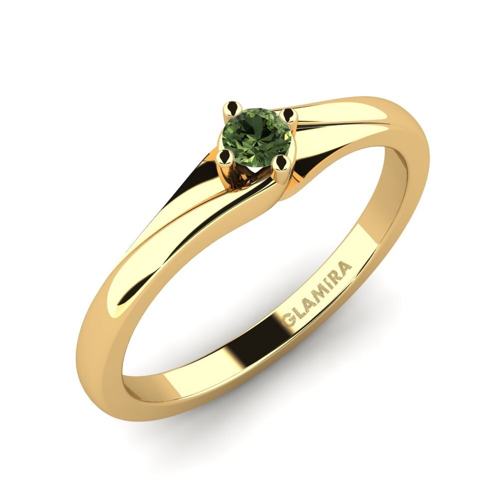 14ct Yellow Gold Green Sapphire Engagement Ring Alfrida 0.1 crt