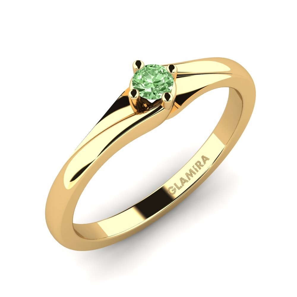 14ct Yellow Gold Green Diamond Engagement Ring Alfrida 0.1 crt