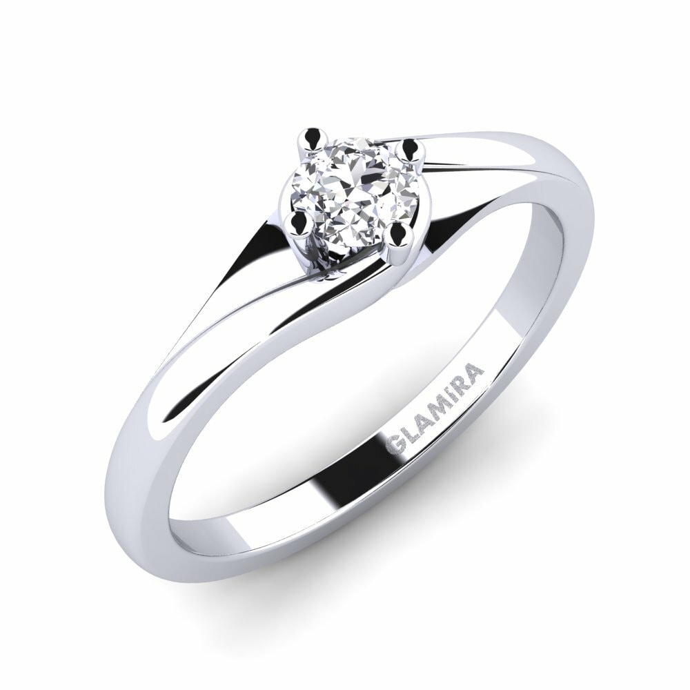 Round 0.16 Carat Classic Solitaire Diamond 950 Platinum Engagement Ring Alfrida 0.16 crt