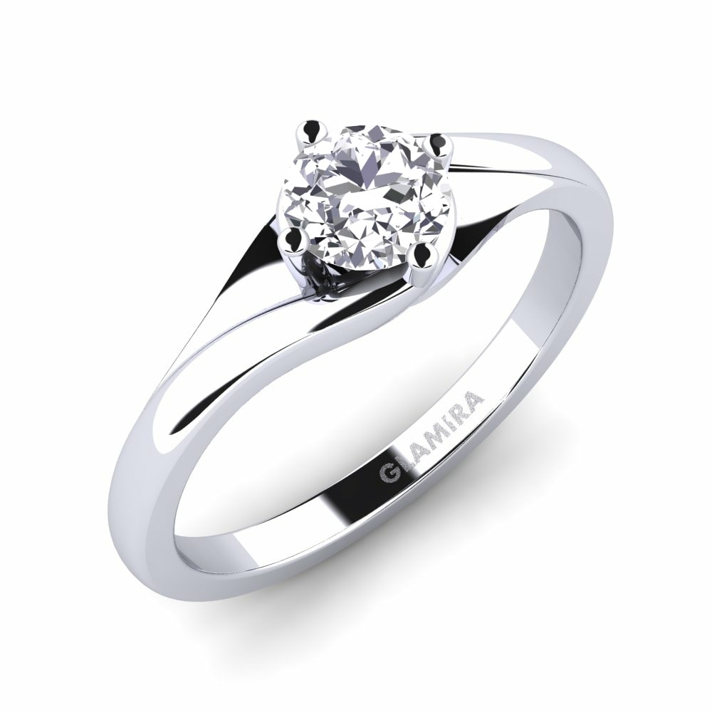 Classic Solitaire Engagement Rings GLAMIRA Alfrida 0.5 crt 585 White Gold Diamond