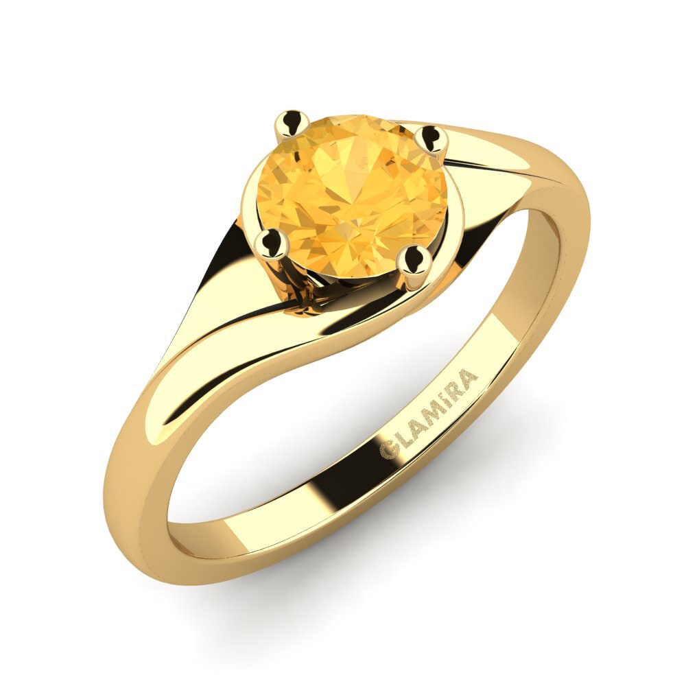 14k Oro Amarillo Citrino Anillo de compromiso Alfrida 0.8 crt