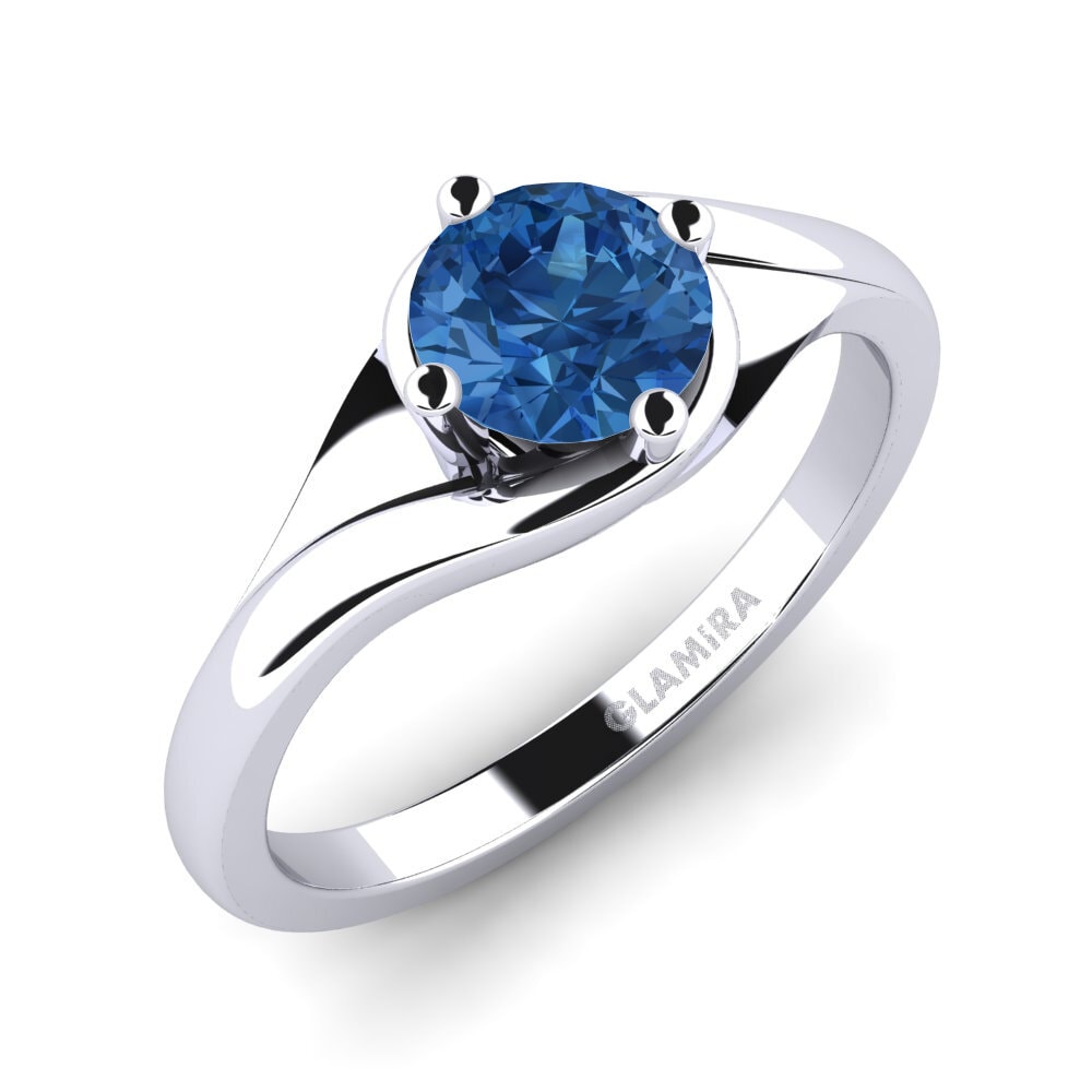 Circonita Azul Oscuro Anillo de compromiso Alfrida 0.8 crt