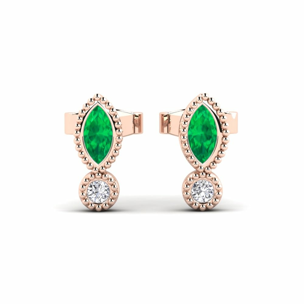 Studs Earrings GLAMIRA Aliciana 585 Rose Gold Emerald