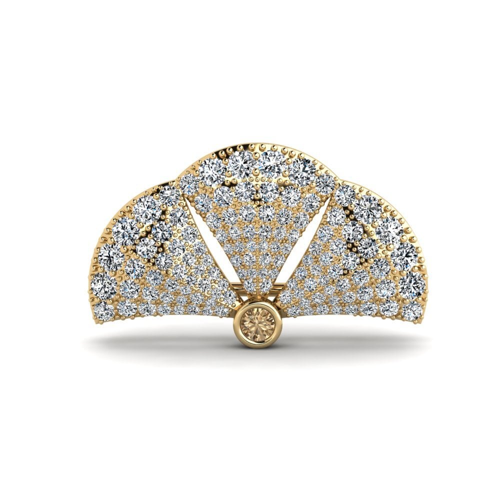 14ct Yellow Gold Brown Diamond Brooch Alieni