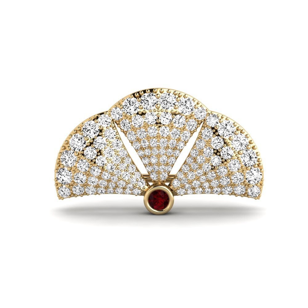 14ct Yellow Gold Garnet Brooch Alieni