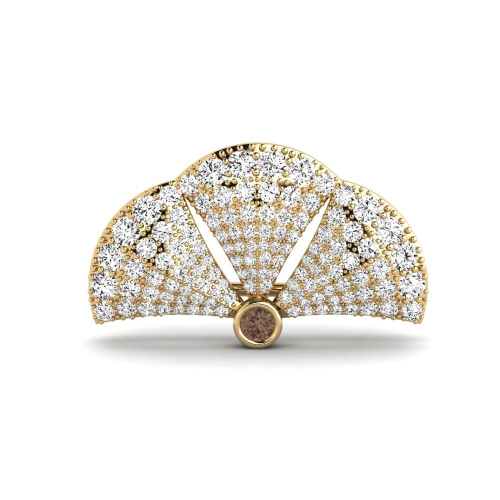 14ct Yellow Gold Smoky Quartz Brooch Alieni