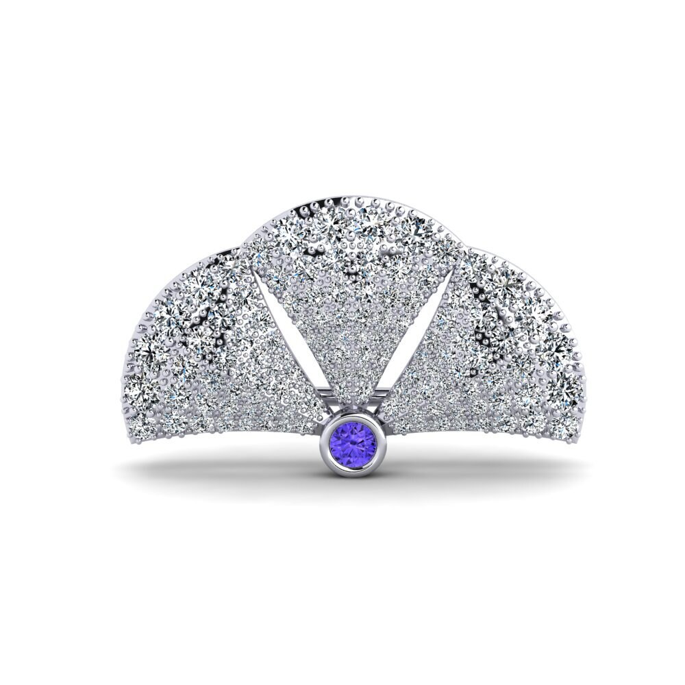 14ct White Gold Tanzanite Brooch Alieni
