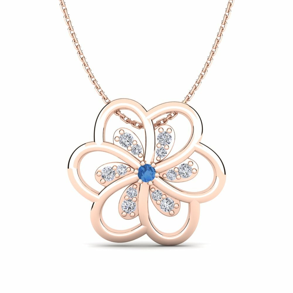 Vàng Hồng 9K Đá Zirconia Xanh Lam Mặt dây chuyền nữ Alifia