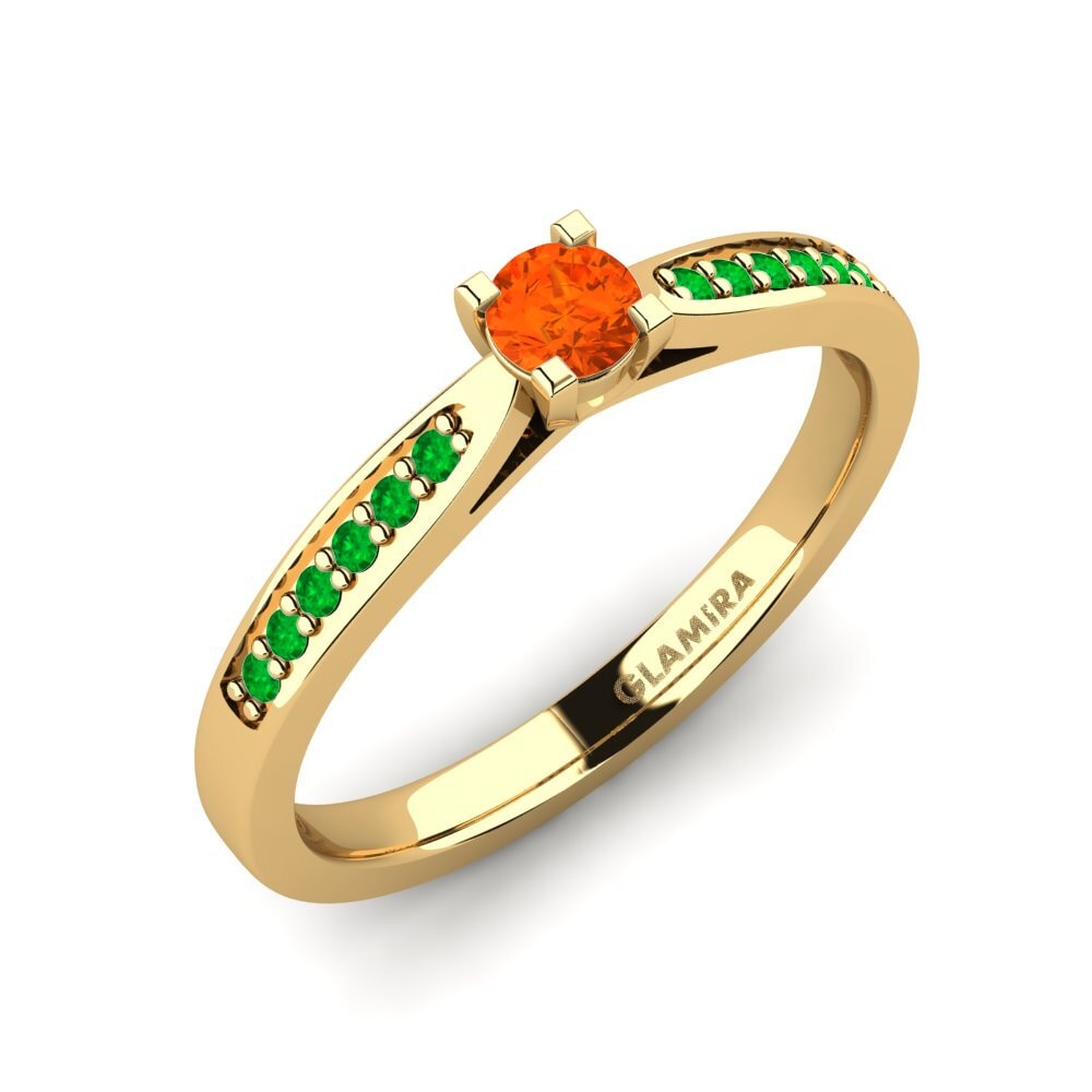 9ct Yellow Gold Fire Opal Engagement Ring Alina 0.16 crt