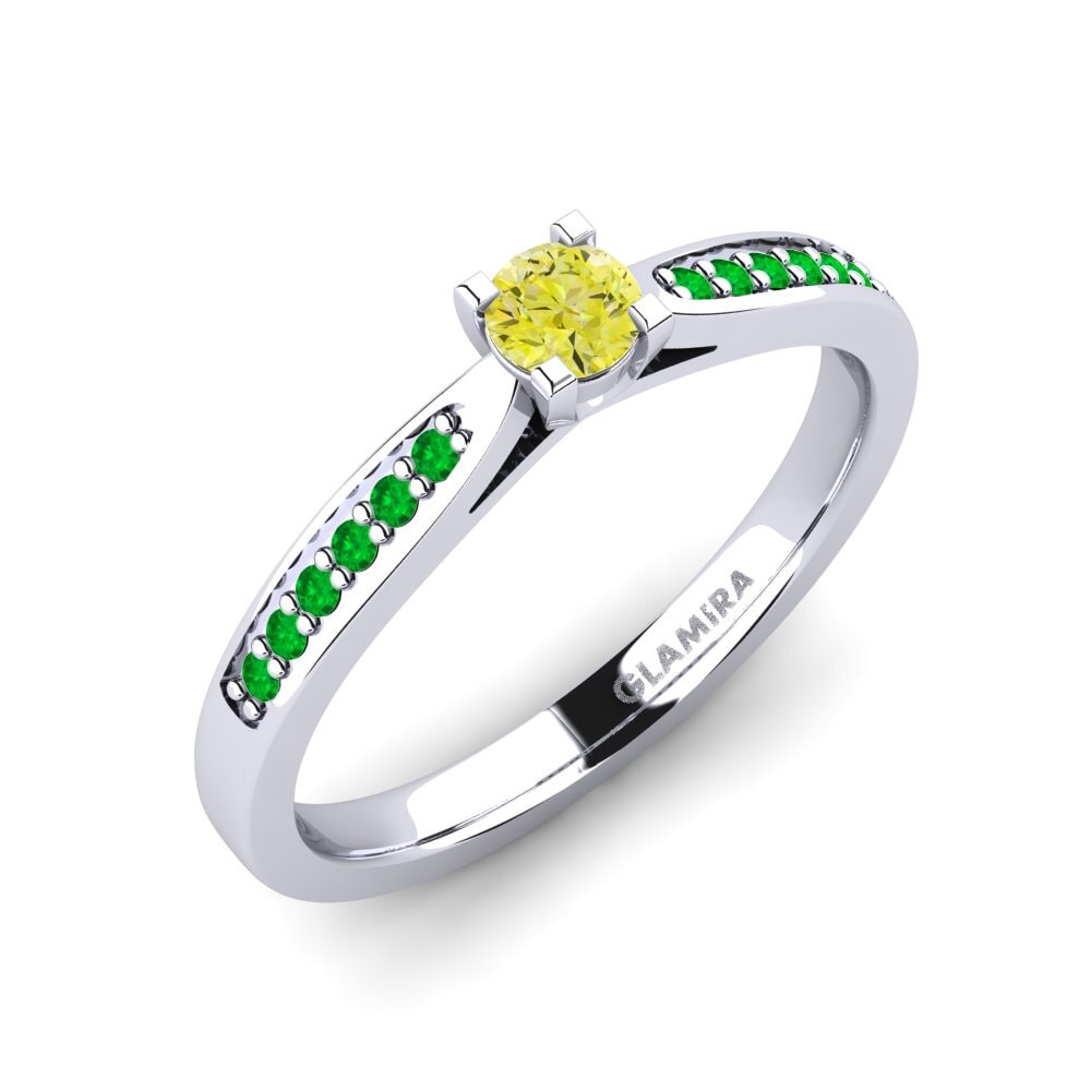 14ct White Gold Yellow Diamond Engagement Ring Alina 0.16 crt