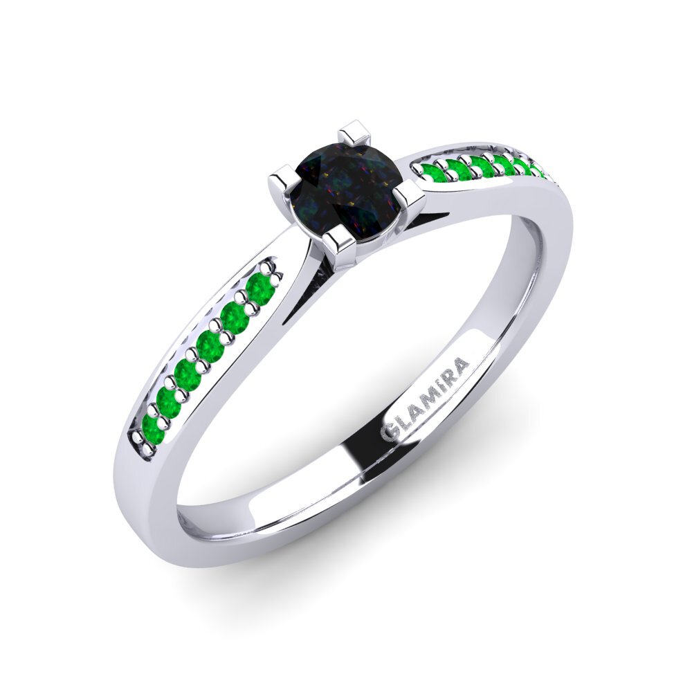 Black Opal Engagement Ring Alina 0.25 crt