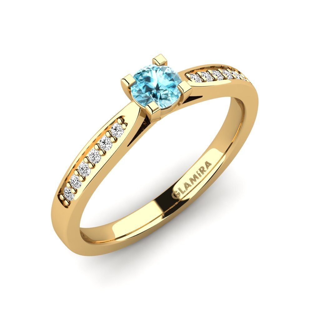 9ct Yellow Gold Blue Zircon Engagement Ring Alina 0.25 crt