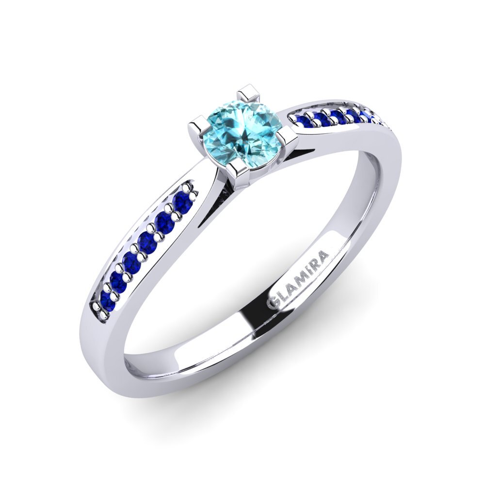 Redondo Circón Azul Anillo de compromiso Alina 0.25crt