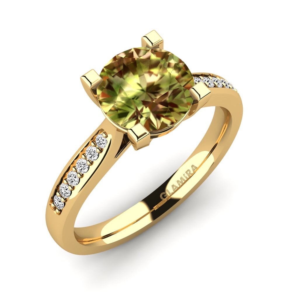 Ouro Amarelo 14K Pedra do Sultão Anel de Noivado Alina 2.0crt