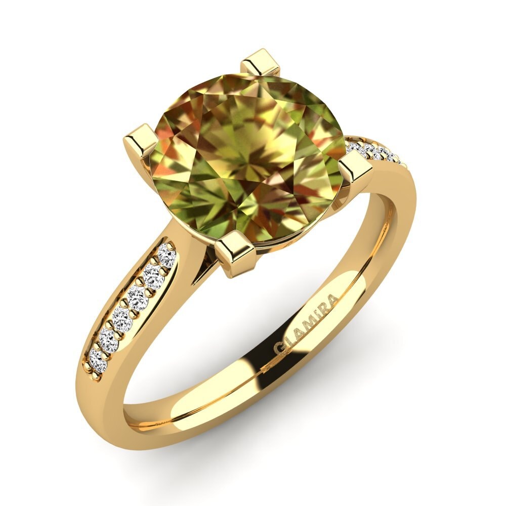 Ouro Amarelo 14K Pedra do Sultão Anel de Noivado Alina 3.0crt