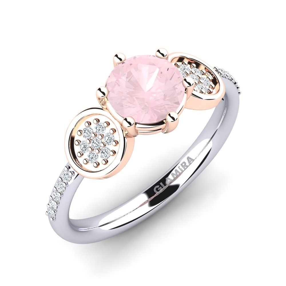 14ct White & Rose Gold Rose Quartz Engagement Ring Alinga