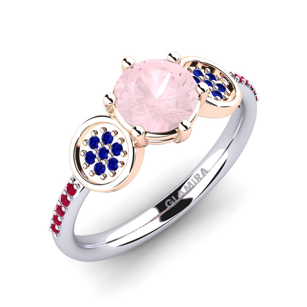 18K White & Rose Gold Rose Quartz Engagement Ring Alinga