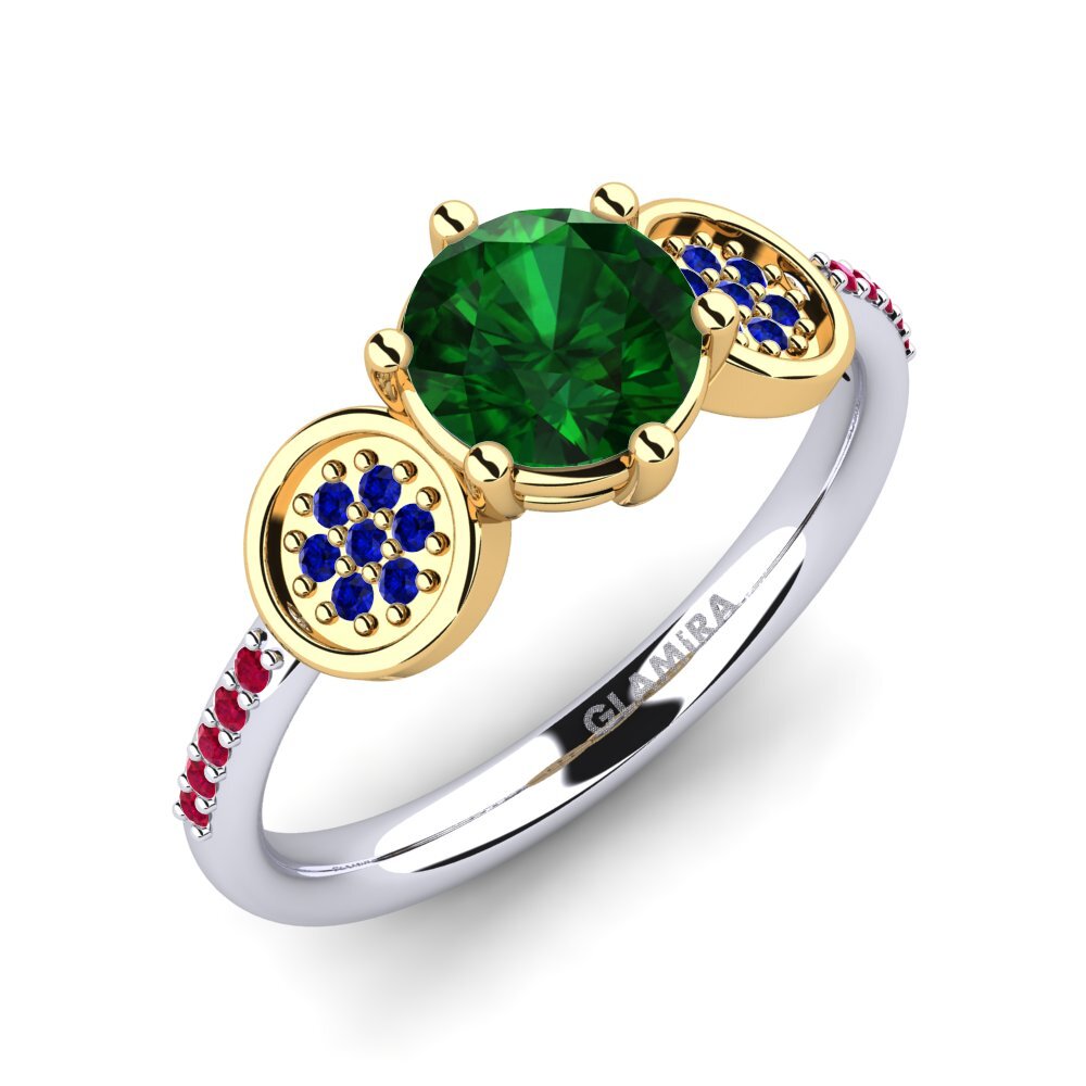 14K Wit & Geel Goud Tsavorite Verlovingsring Alinga