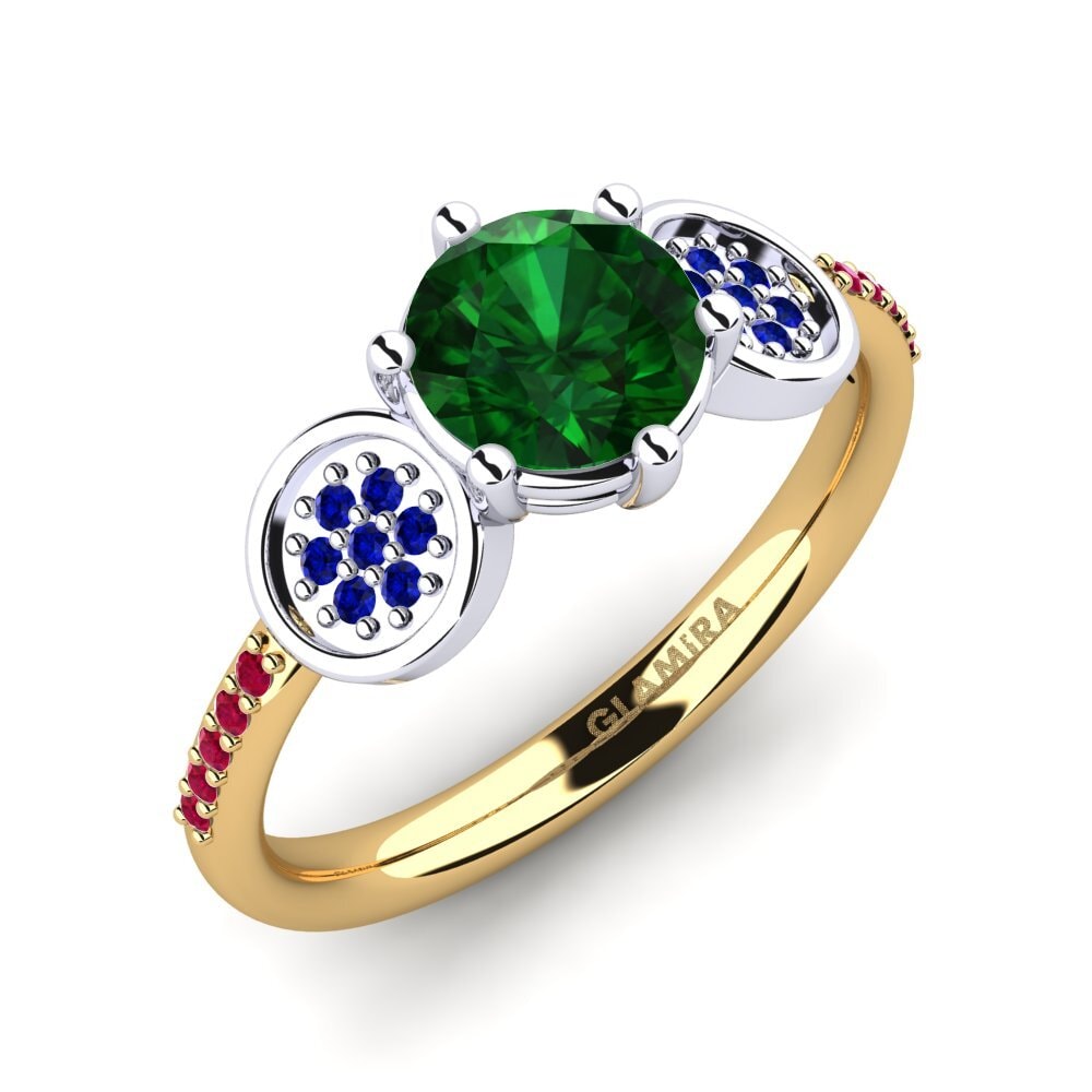 14K Geel & Wit Goud Tsavorite Verlovingsring Alinga