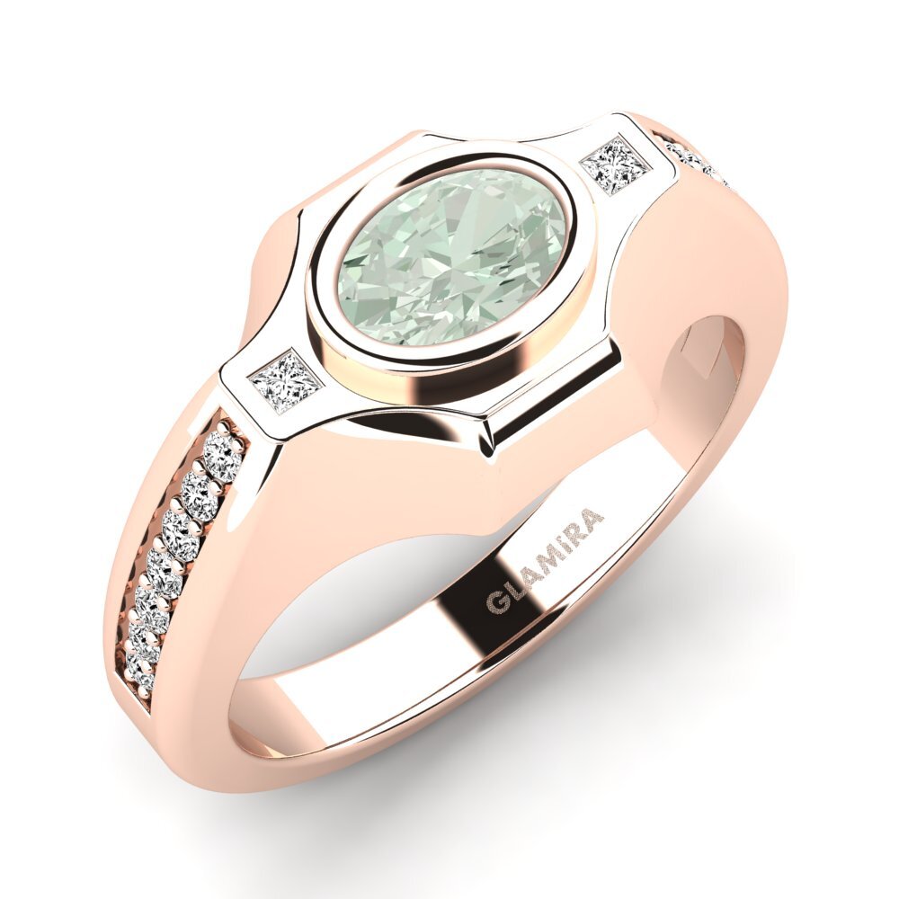 9ct Rose Gold Green Amethyst Men's Ring Alin