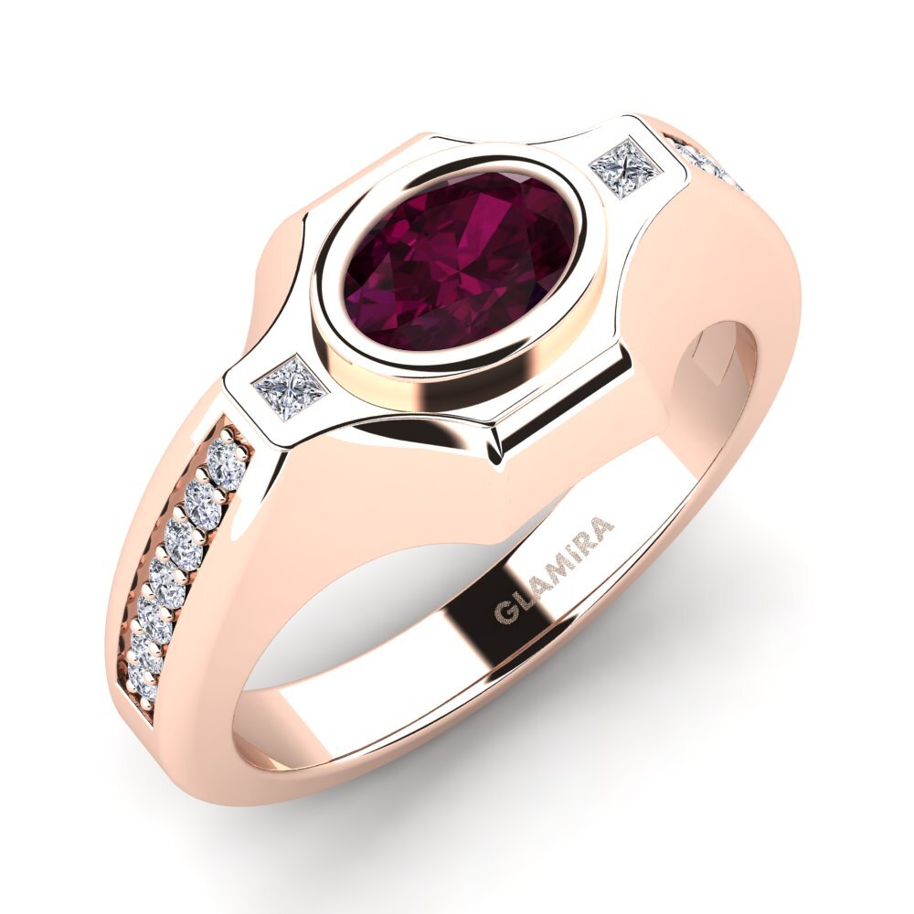 9ct Rose Gold Rhodolite Garnet Men's Ring Alin