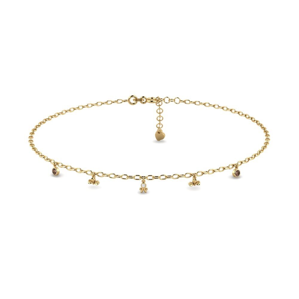 14ct Yellow Gold Smoky Quartz Women's Anklet Aliquote