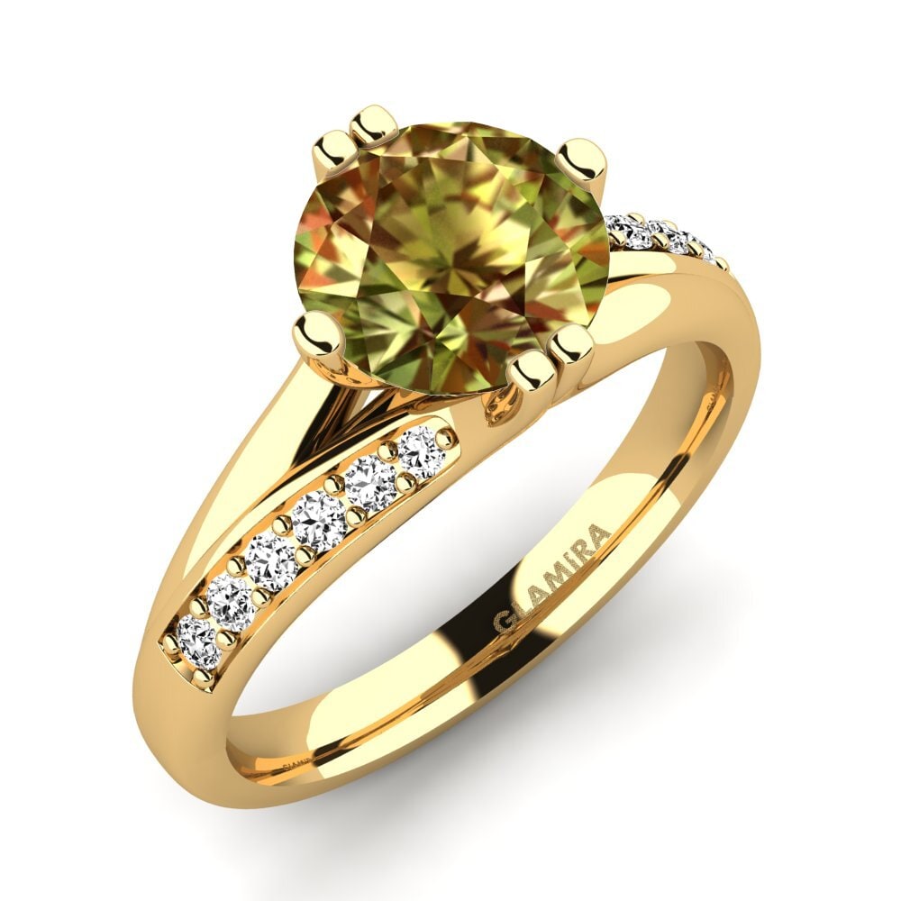 Ouro Amarelo 14K Pedra do Sultão Anel de Noivado Alisha 2.0crt