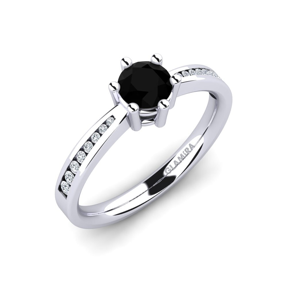 18ct White Gold Black Diamond Engagement Ring Alita