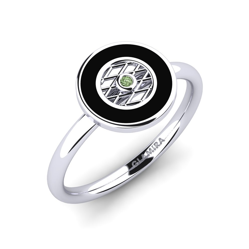 585 Bílé zlato Zelený diamant Prsten Alizedi