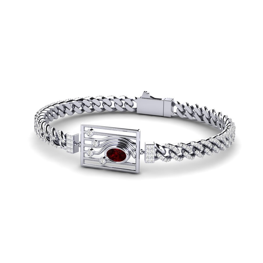 Ovalado Granate Pulsera de Mujer Alizer
