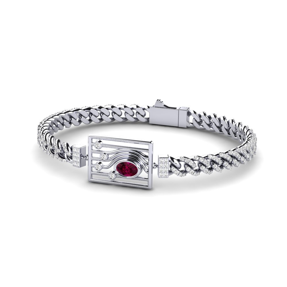 Ovalado Granate Rodolita Pulsera Alizer