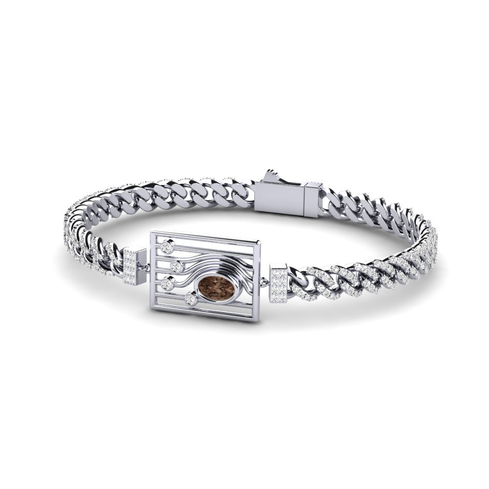 Ovalado Cuarzo humo Pulsera de Mujer Alizer