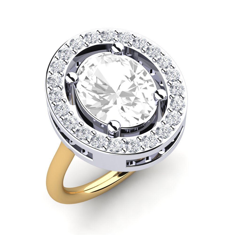 14K White & Yellow Gold White Topaz Engagement Ring Alketa