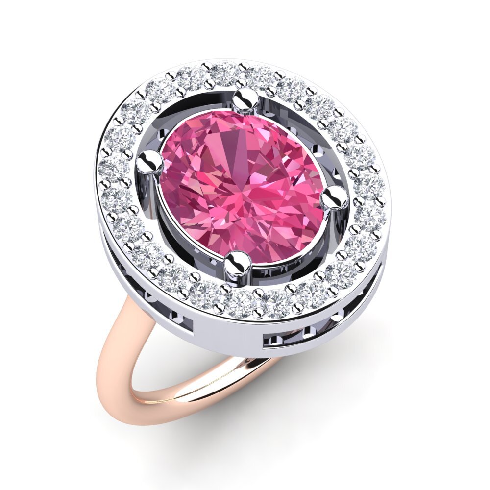 14ct White & Rose Gold Pink Tourmaline Engagement Ring Alketa