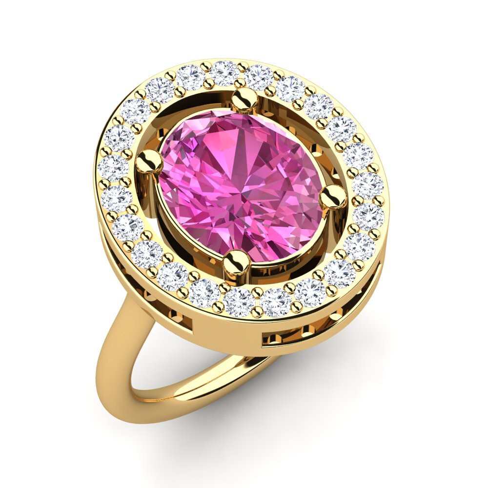 9k Oro Amarillo Topacio Rosa Anillo de compromiso Alketa