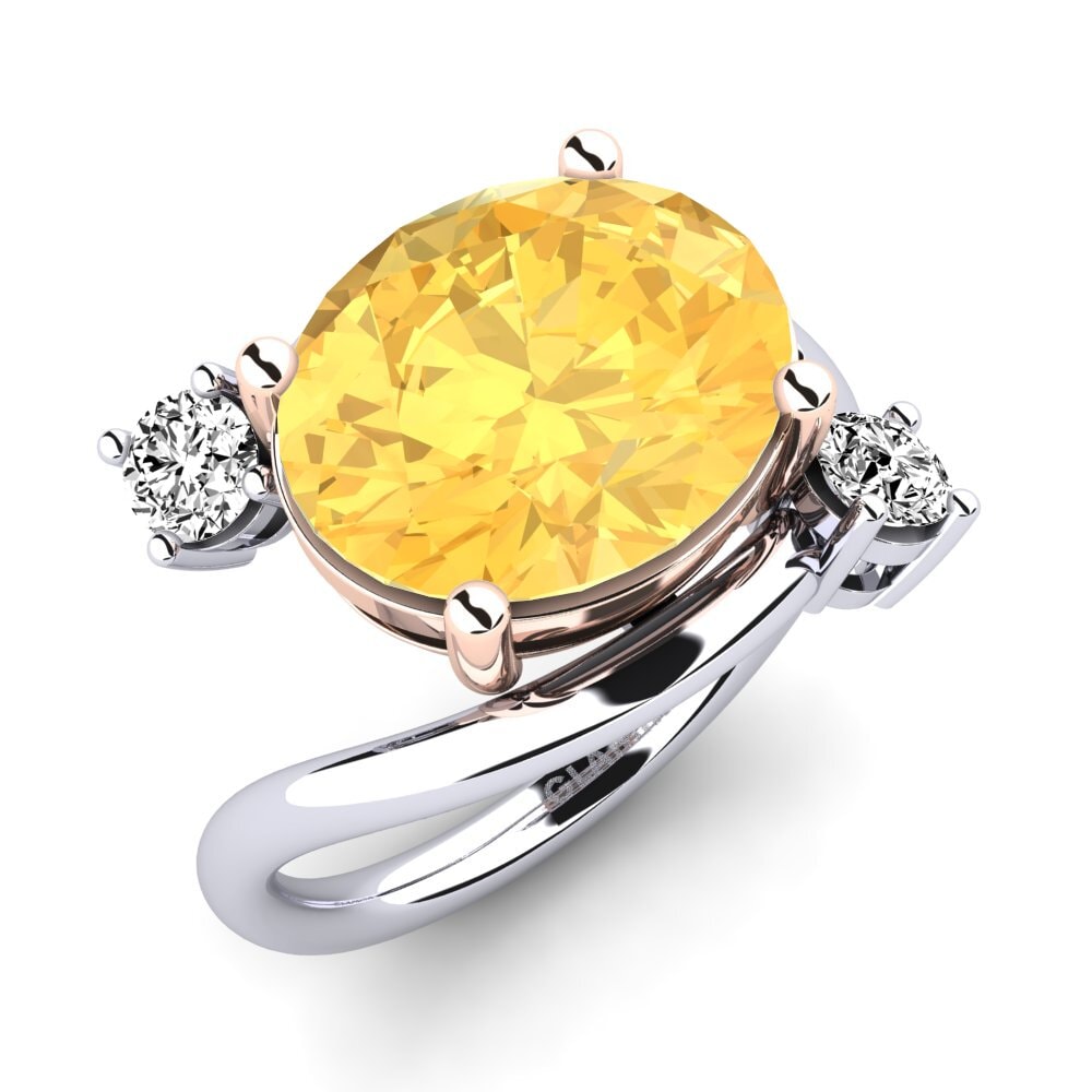 18k Oro Blanco & Rosa Citrino Anillo Alkida
