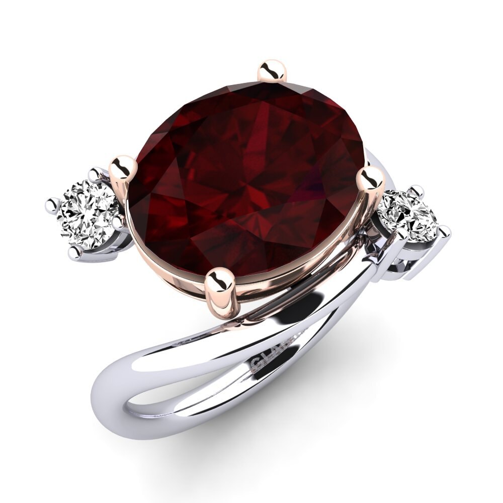 18k Oro Blanco & Rosa Granate Anillo Alkida