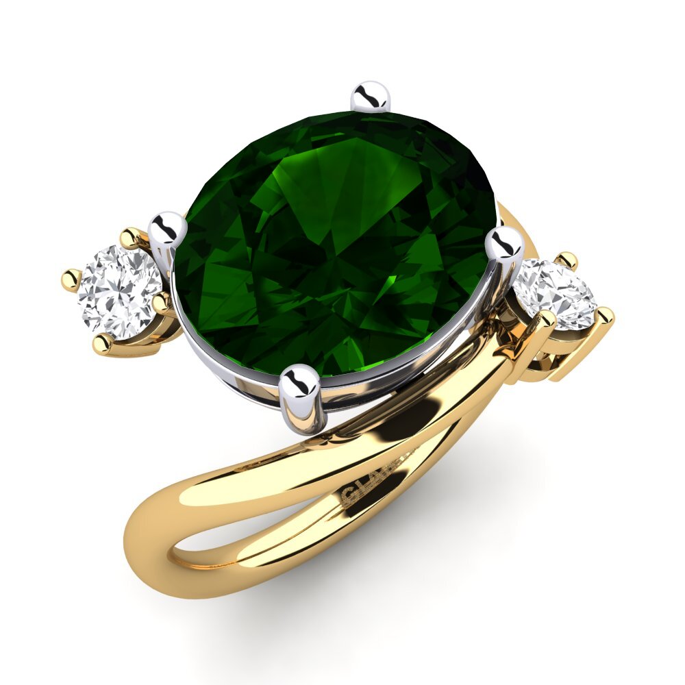 9ct Yellow & White Gold Green Tourmaline Ring Alkida