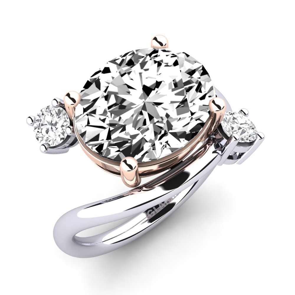 18k Oro Blanco & Rosa Moissanita Anillo Alkida