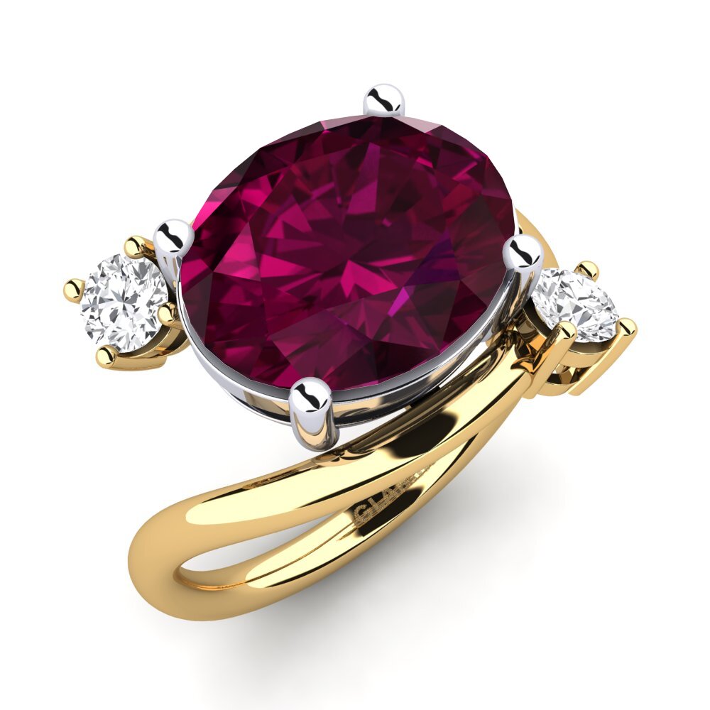 9ct Yellow & White Gold Rhodolite Garnet Ring Alkida