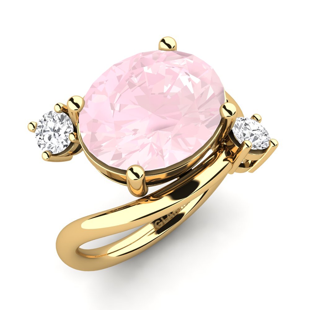 14ct Yellow Gold Rose Quartz Ring Alkida