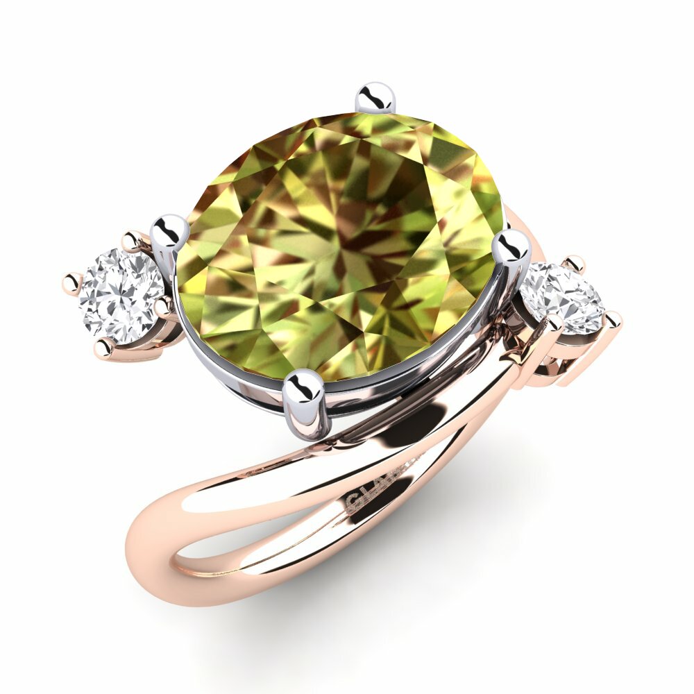 Or Rose& Blanc 14k Pierre de Sultan Bague Alkida