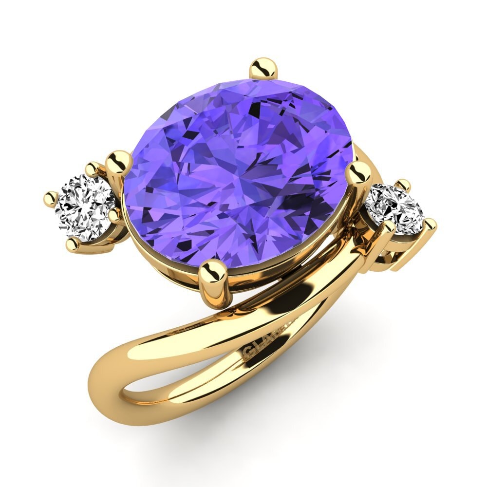 14k Oro Amarillo Tanzanita Anillo Alkida