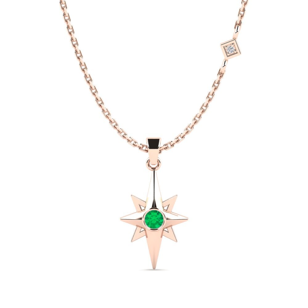 14K Rose Gold Emerald Necklace Alkurah